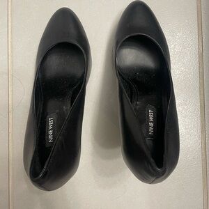 Nine West black leather heels